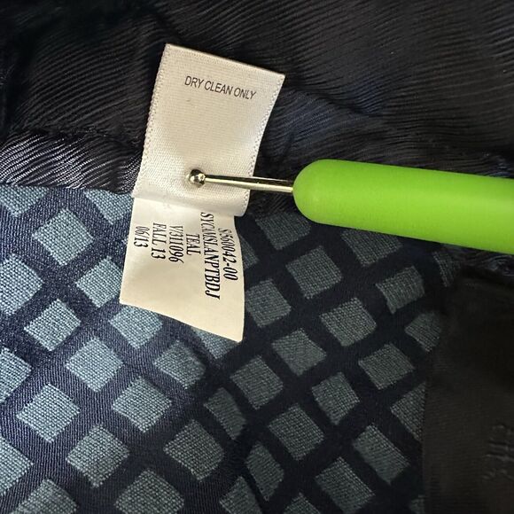 Banana Republic Pants Women Size 4 Camden Fit Blue Diamond Jacquard Ankle Career - Picture 8 of 10